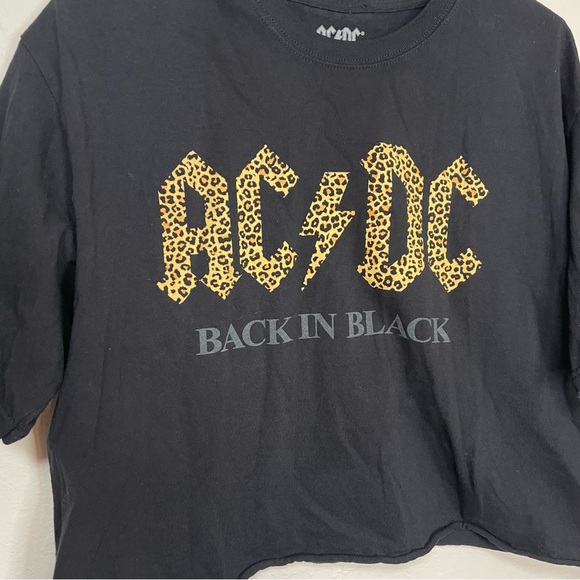 AC/DC Back In Black Crop Tee Shirt - Picture 8 of 14